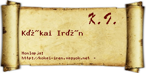 Kókai Irén névjegykártya